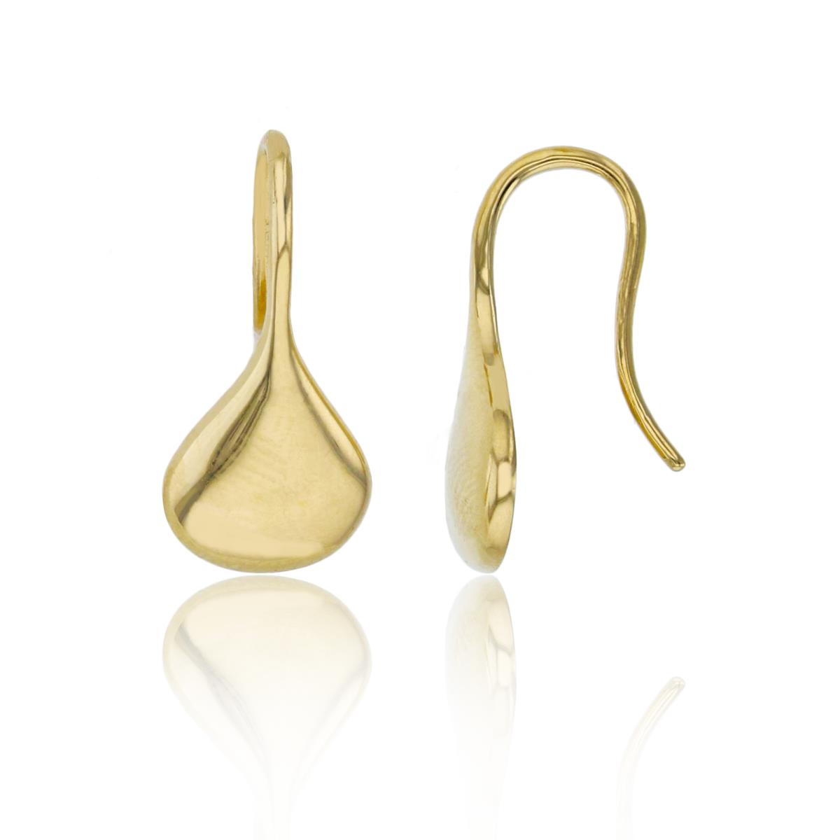 14K Yellow Gold 18x8mm Polished Teardrop Fish Hook Earring