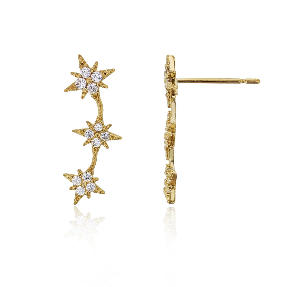 10K Yellow Gold Milgrain Shooting Star Stud Earring