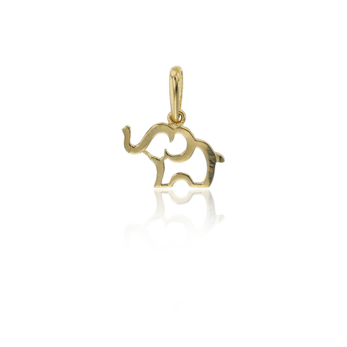 10K Yellow Gold 12x10mm Polished Petite Open Elephant Pendant