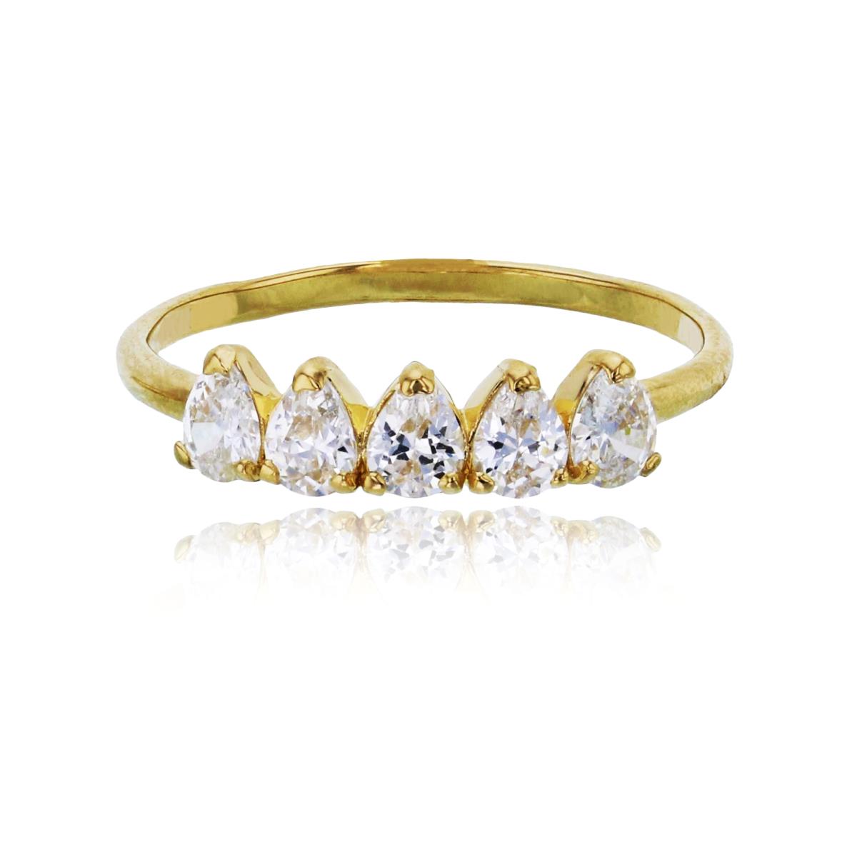 10K Yellow Gold 5-Stone 4x3mm Pear Cut Fashion Ring