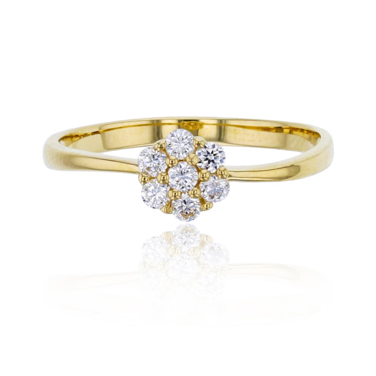 9K Yellow Gold Flower Polished Fashion Ring