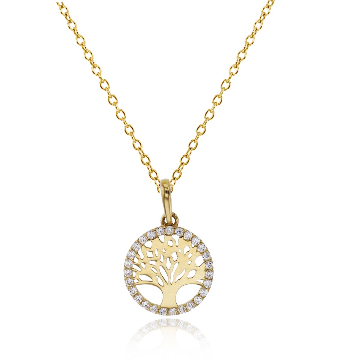 14K Yellow Gold 16x10mm Polished Tree Of Life Circle 18" Necklace