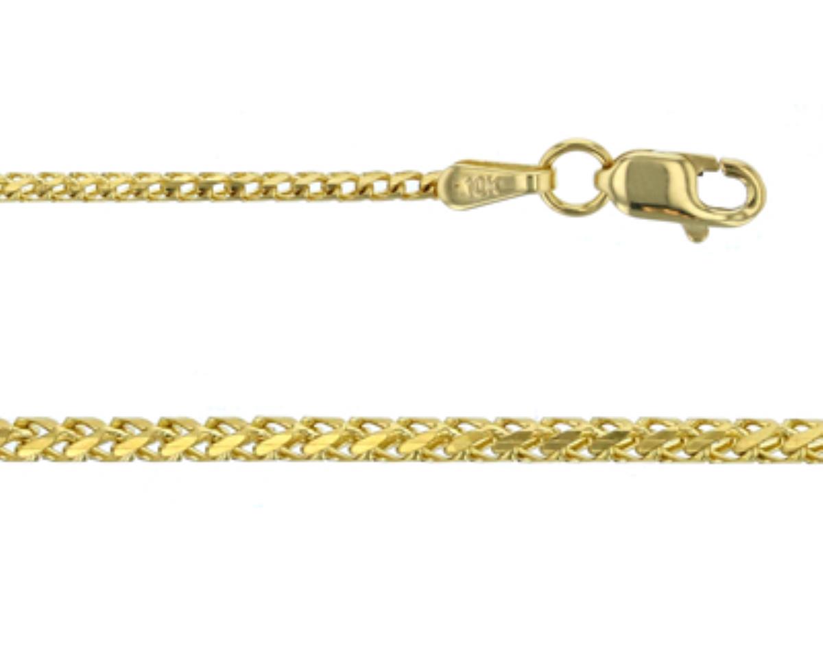 9K Yellow Gold 1.36mm 16" Solid Franco 040 Chain