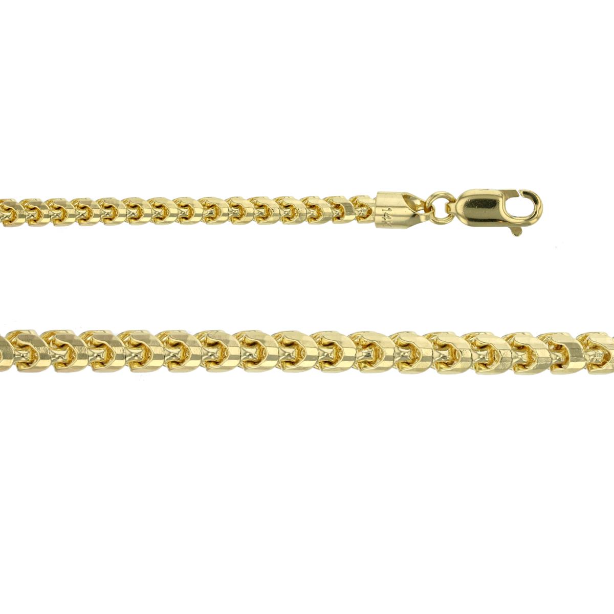 9K Yellow Gold 4.00mm 24" Solid Franco 125 Chain