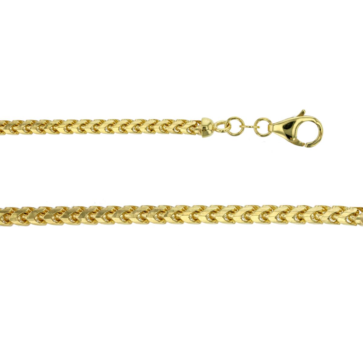 9K Yellow Gold 3.14mm 24" Solid Franco 100 Chain