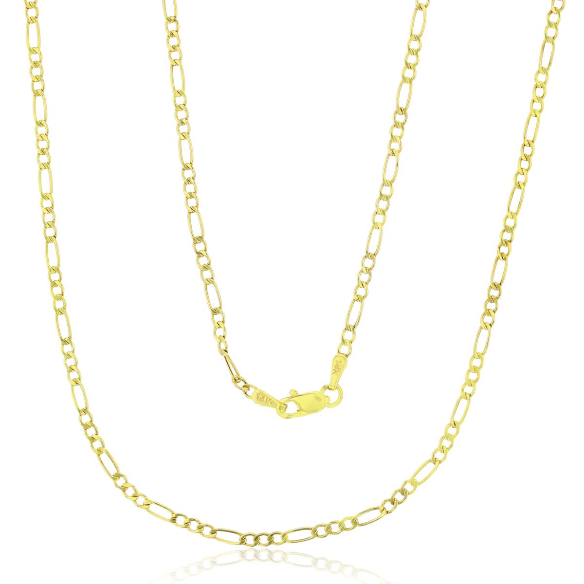 9K Yellow Gold 2.00mm Hollow Figaro 050 18" Chain