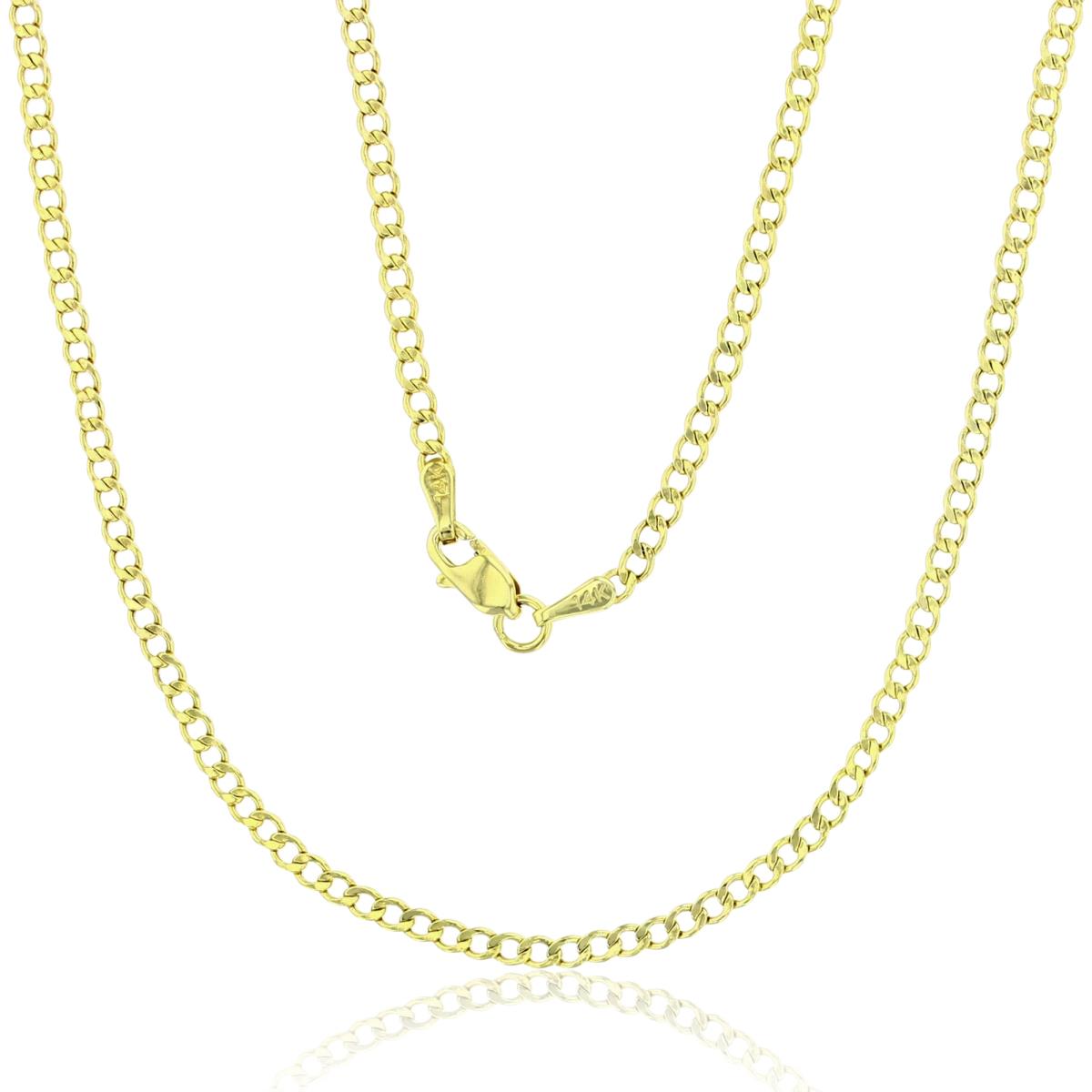 9K Yellow Gold 2.00mm 18" Hollow Open Curb 050 Chain