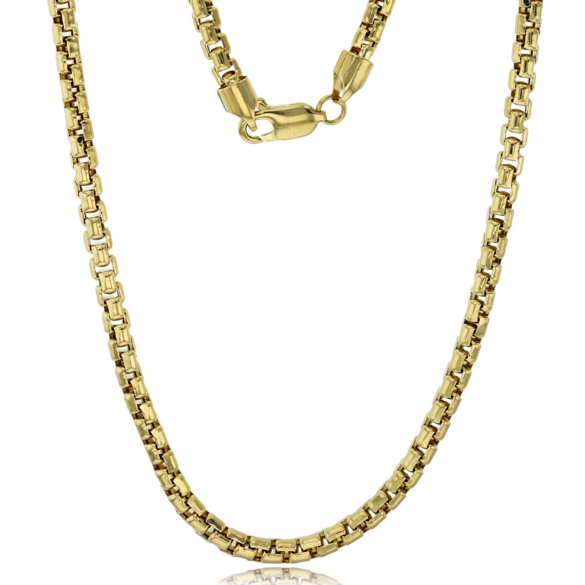 9K Yellow Gold D/C 3.57mm 18" Hollow Half Round Box 190 Chain 