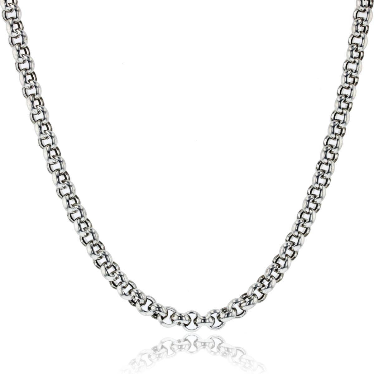 Sterling Silver Rhodium 7mm Polished Rollo Link 17" Necklace