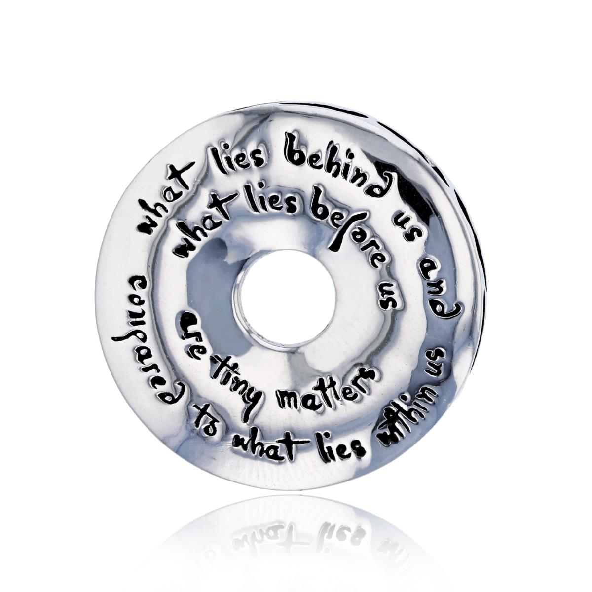 Sterling Silver Rhodium Polished Written Quote Round Button Pendant