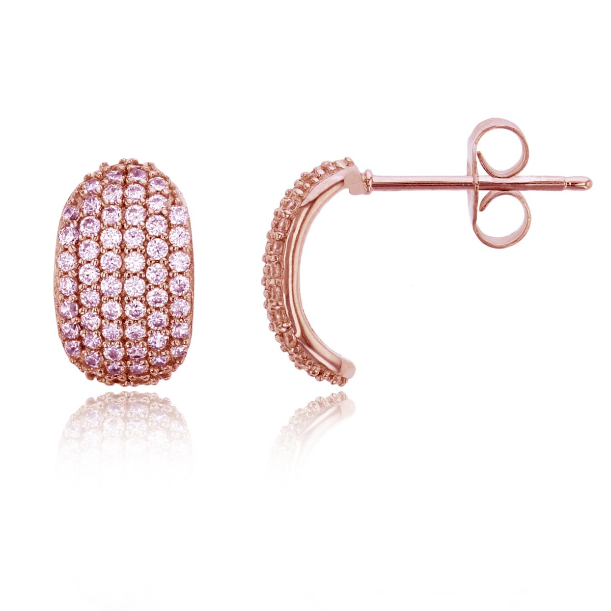 Sterling Silver Rose Micropave Pink CZ Curl Stud Earring
