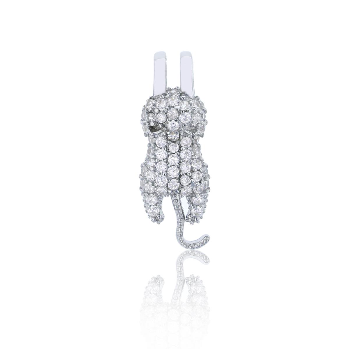Sterling Silver Rhodium Micropave Animal Pendant