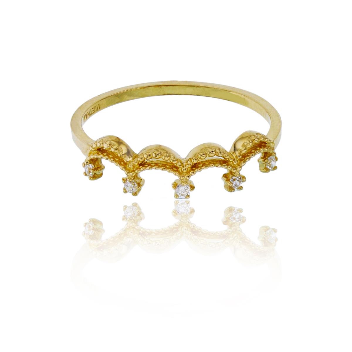 14K Yellow Gold Milgrain Crown Fashion Ring