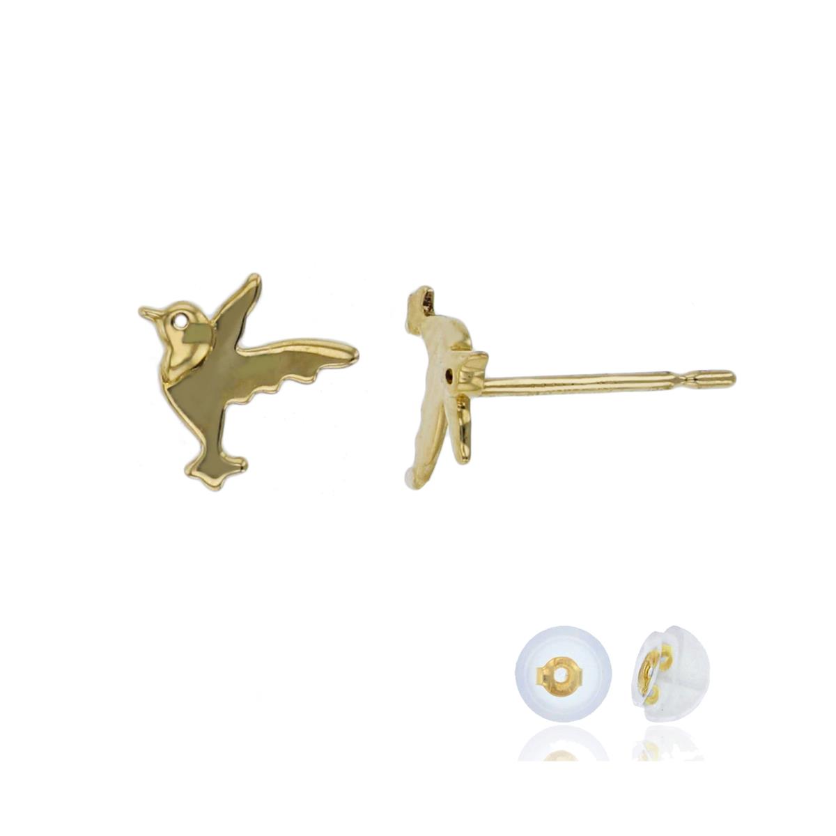 14K Yellow Gold 6x6mm Polished Flying Bird Stud Earring with Silicone Back