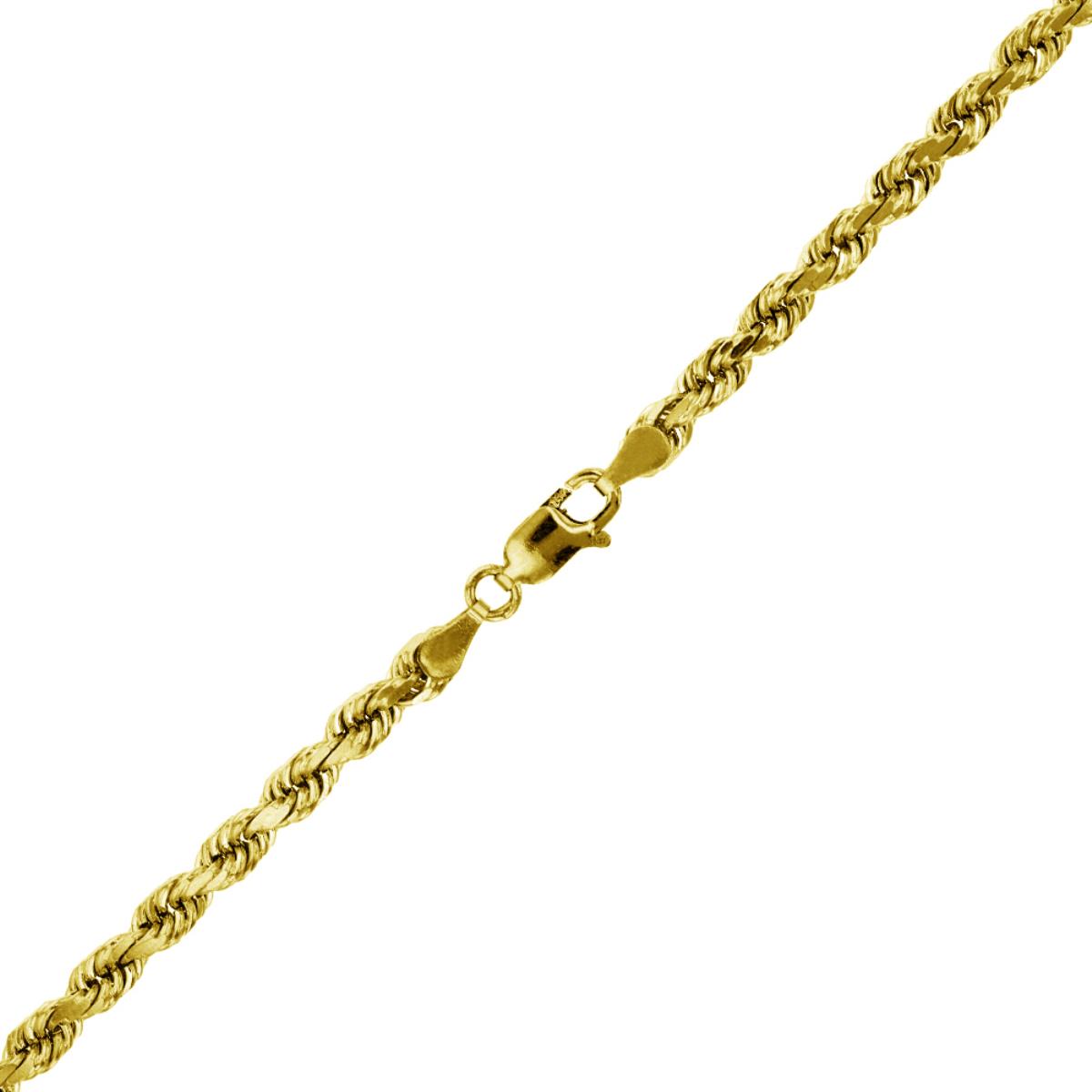 Sterling Silver Yellow 3.30mm 070 22" DC 8 Side Rope Chain