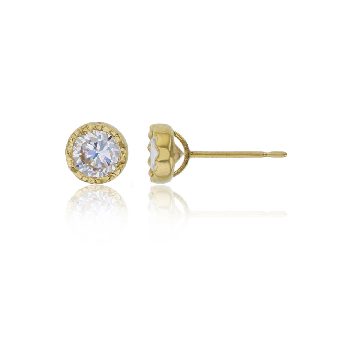 14K Yellow Gold 5mm Round Cut DC Stud Earring