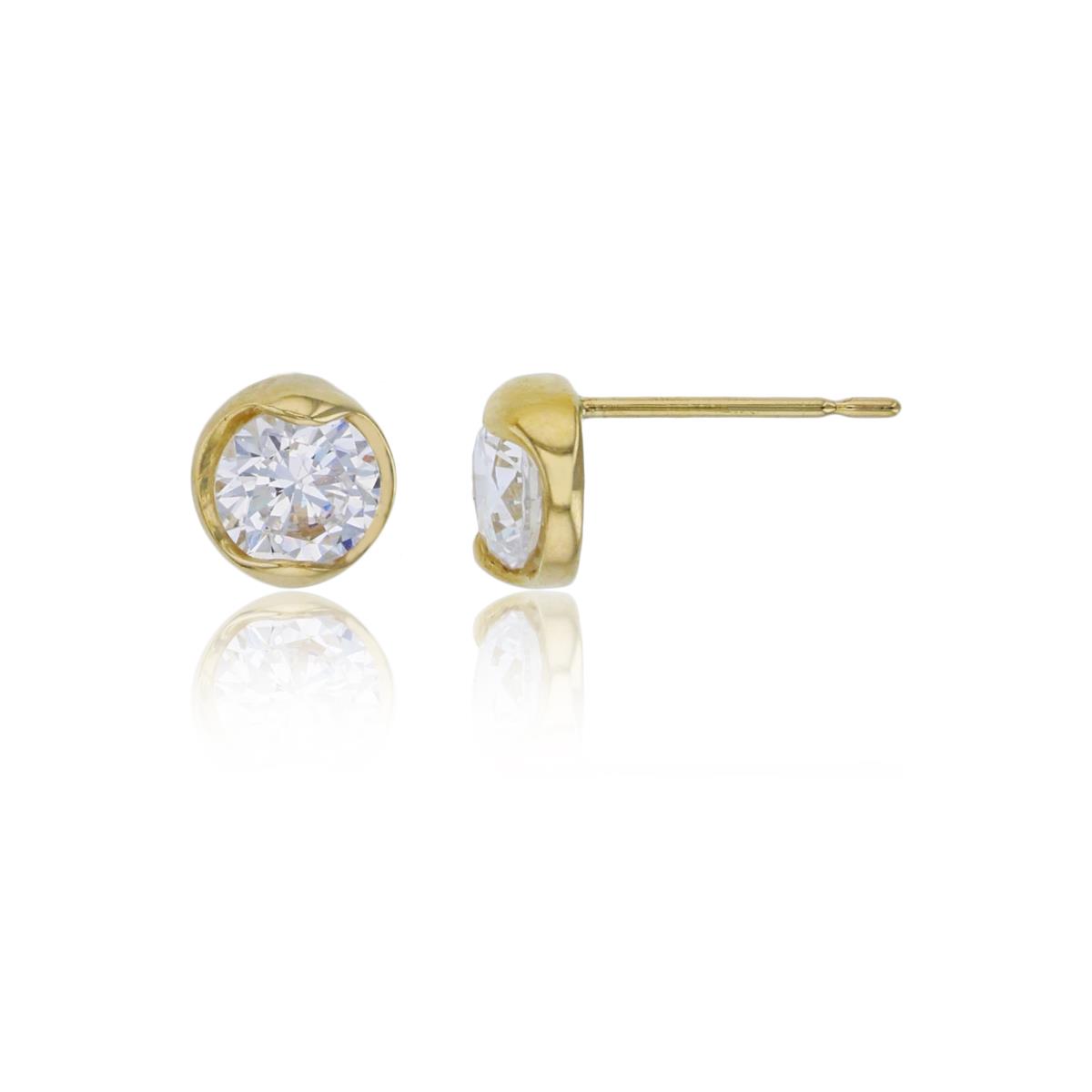 14K Yellow Gold 5mm Round Cut Solitaire Stud Earring