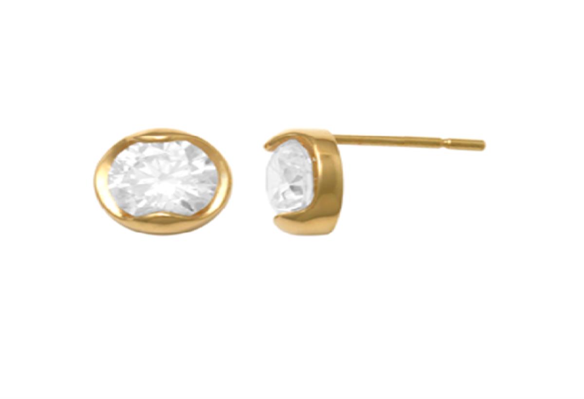 10K Yellow Gold 5mm Round Cut Solitaire Stud Earring