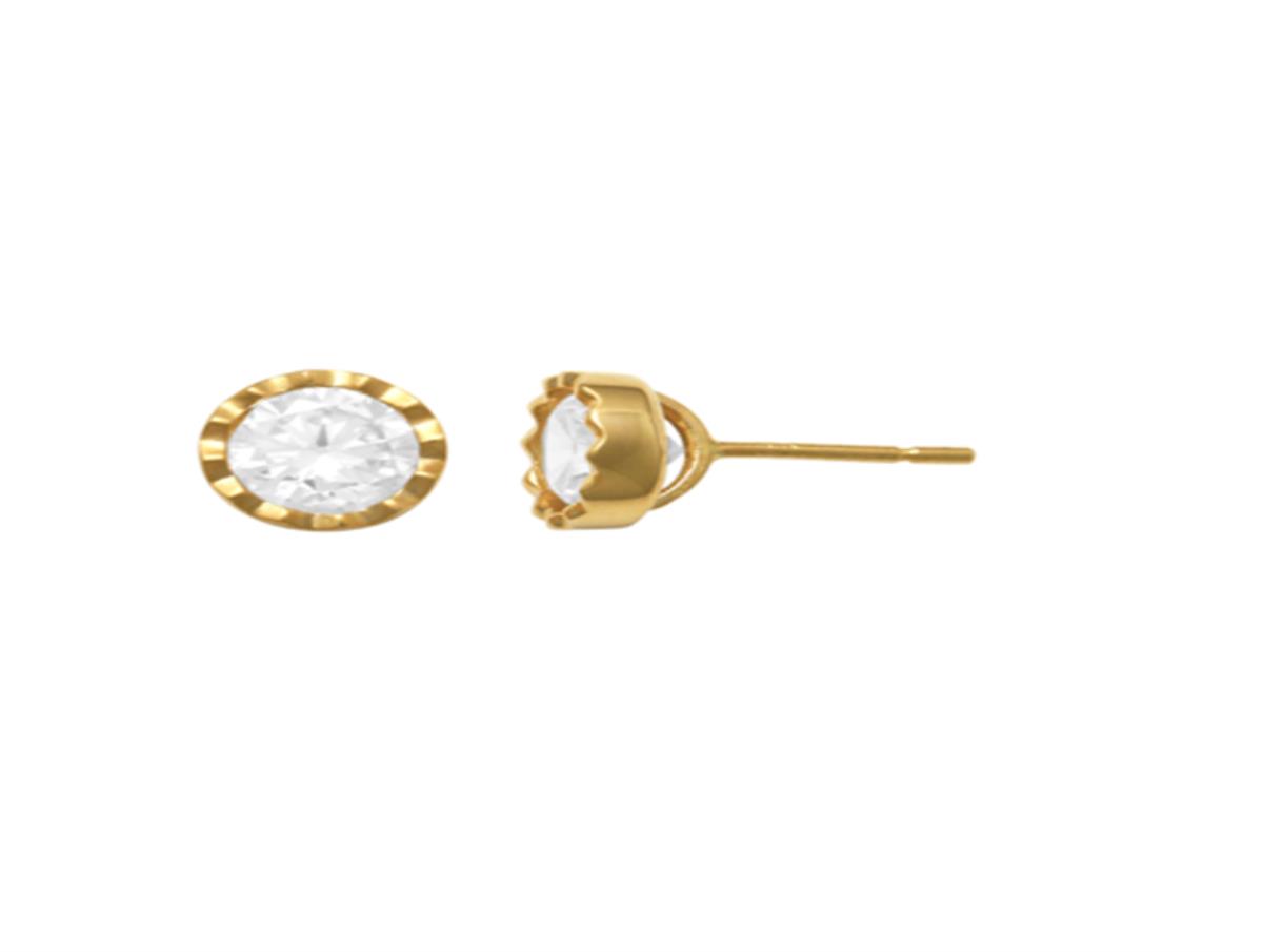 10K Yellow Gold 5mm Round Cut DC Stud Earring