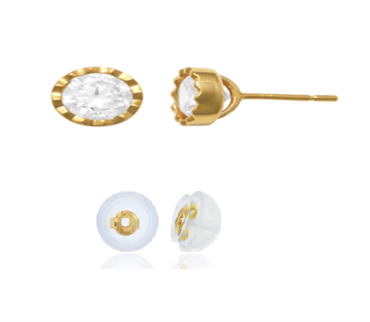 10K Yellow Gold 5mm Round Cut DC Stud Earring with Silicone Back