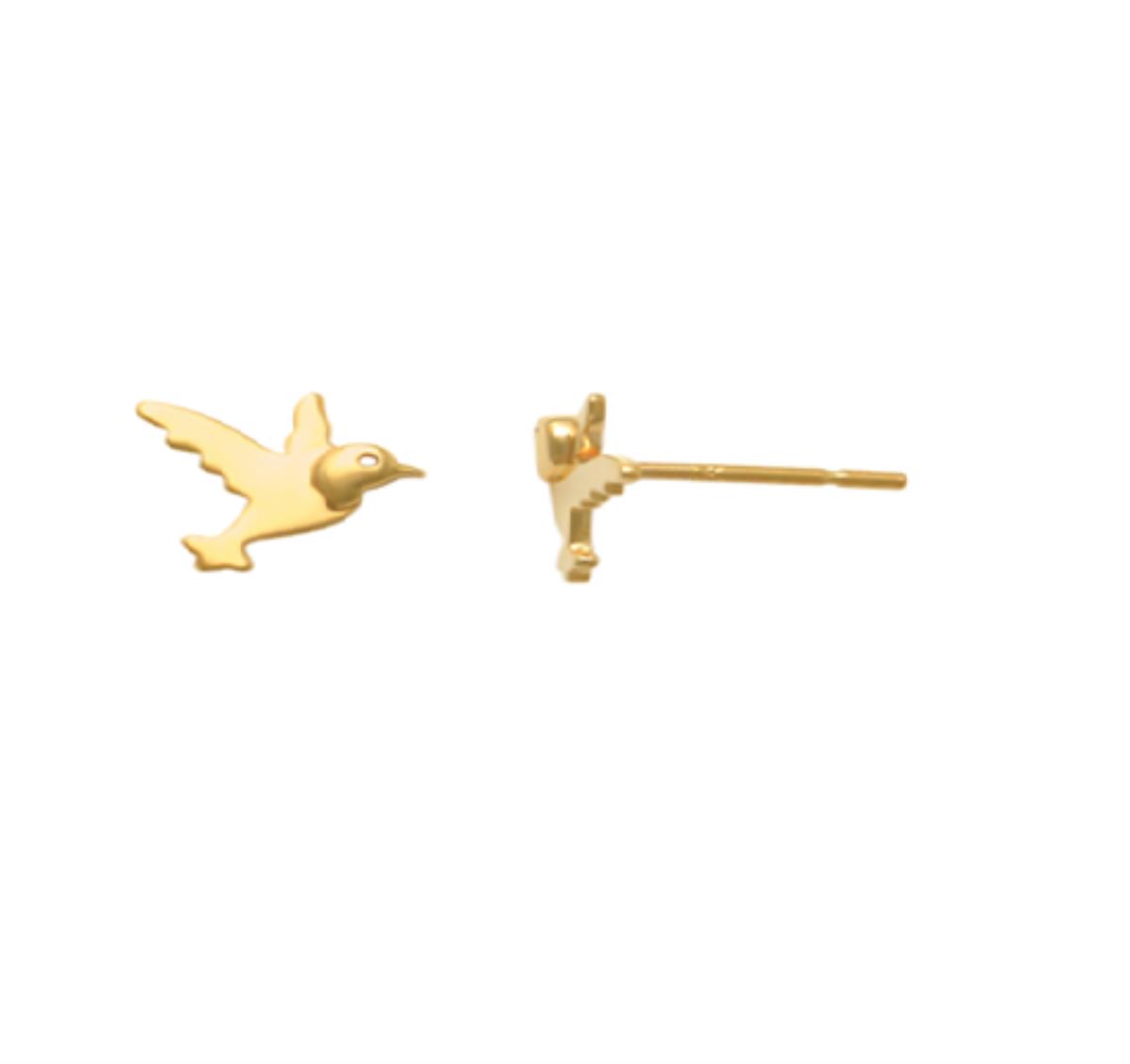 10K Yellow Gold 6x6mm Polished Flying Bird Stud Earring