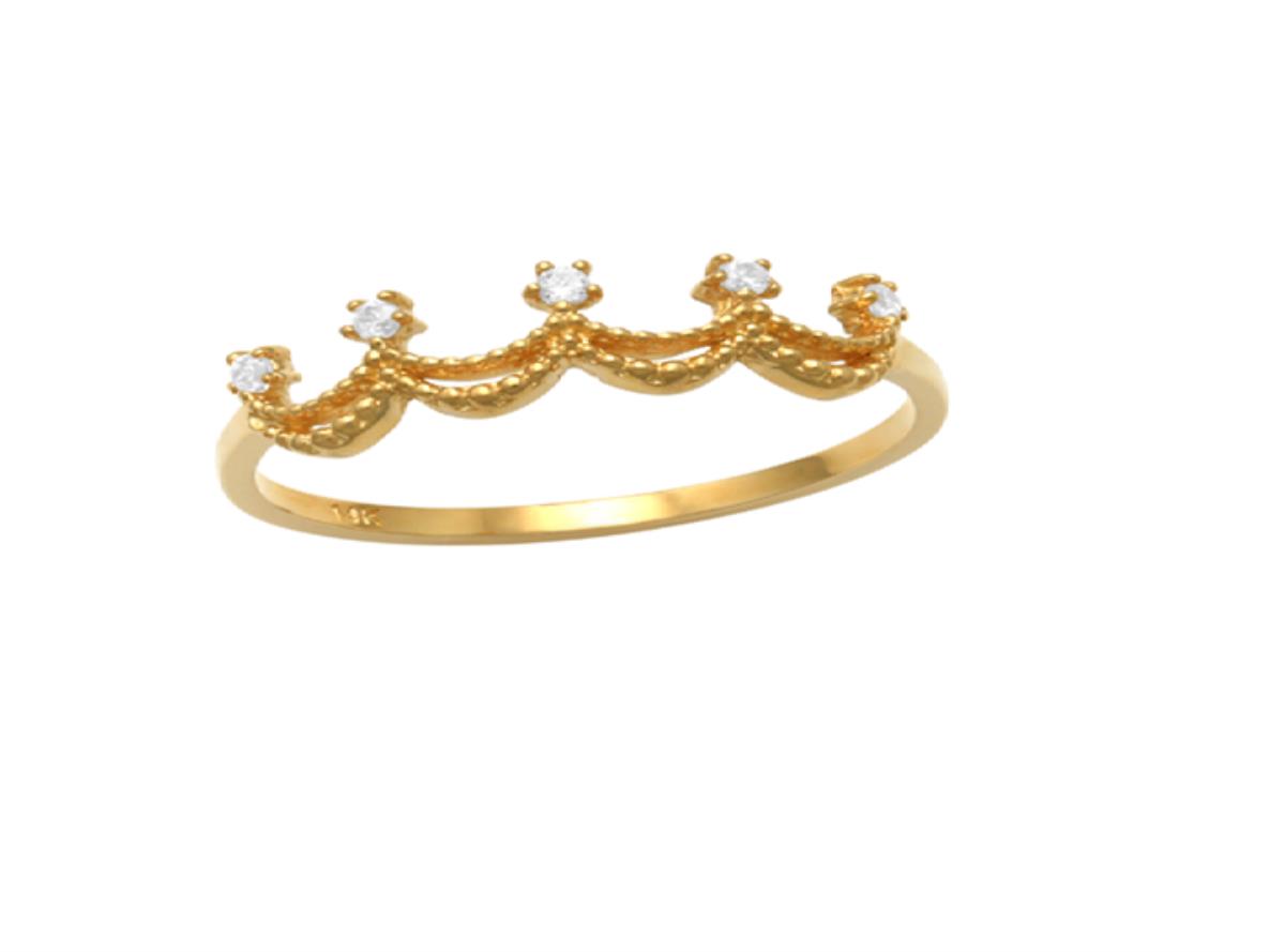 10K Yellow Gold Milgrain Crown Fashion Ring