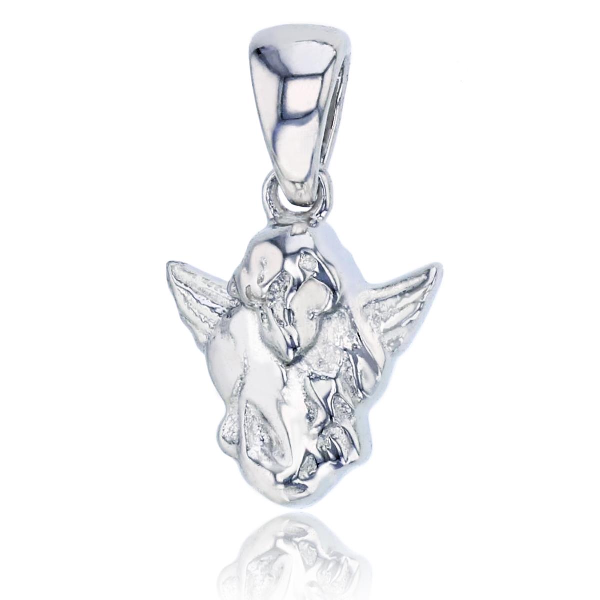 Sterling Silver Rhodium Polished Angel Pendant