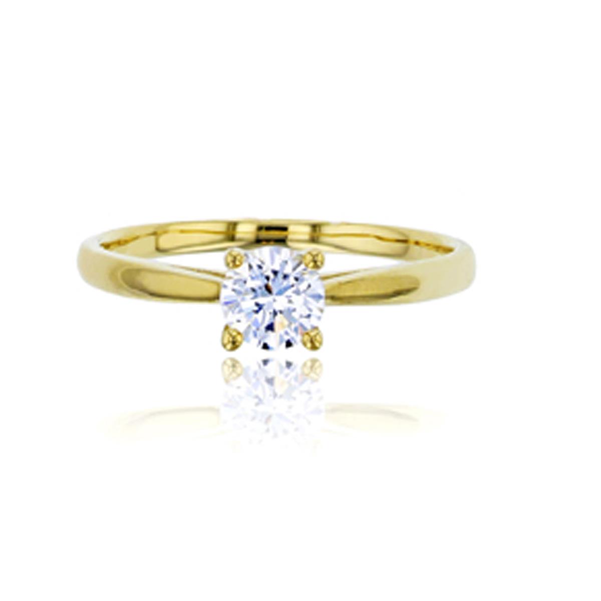 10K Yellow Gold 5mm Round Cut Polished Prong Set Engagement Ring