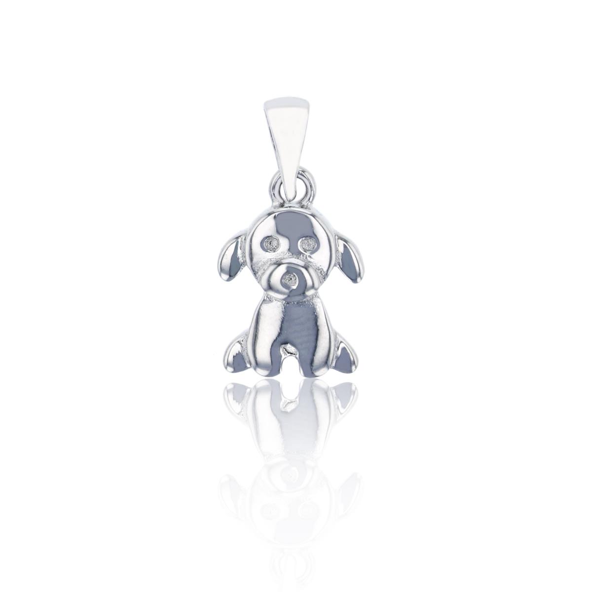Sterling Silver Rhodium Polished Puppy Pendant