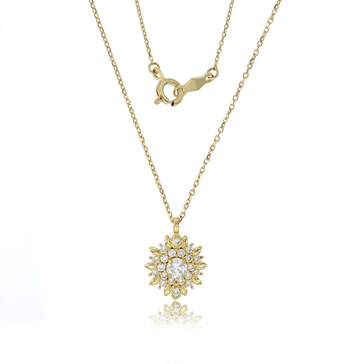 14K Yellow Gold Sunflower 16"/17"/18"Adjustable Necklace
