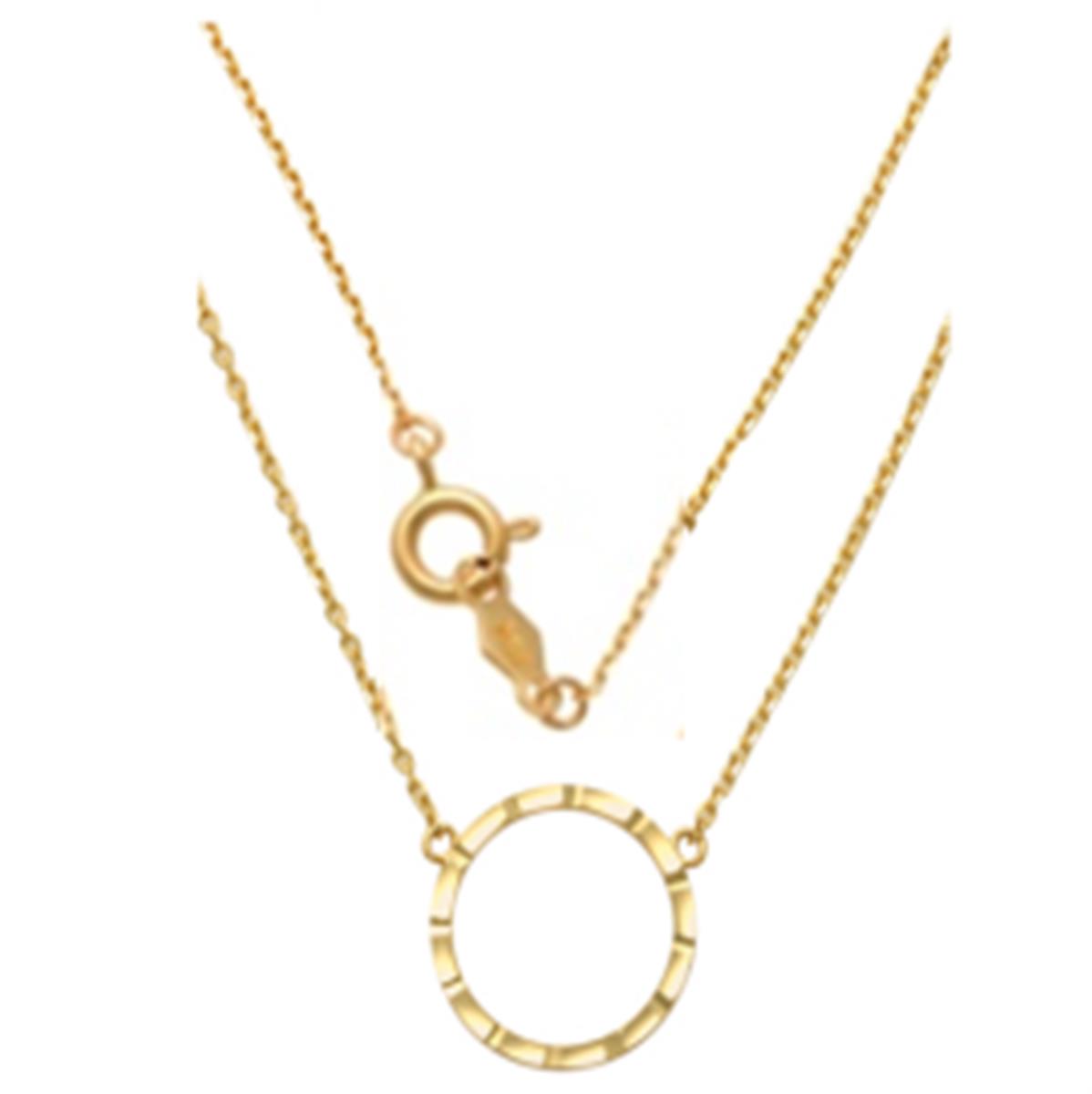 10K Yellow Gold Diamond Cut Open Circle 18" Necklace