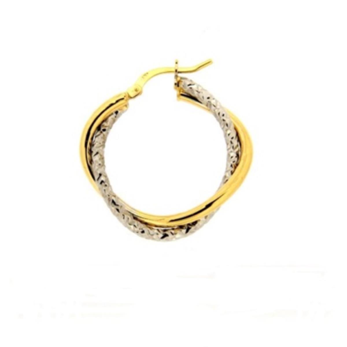9K Two-Tone Gold 2-Strand Polished & DC Twisted Hoop Earring