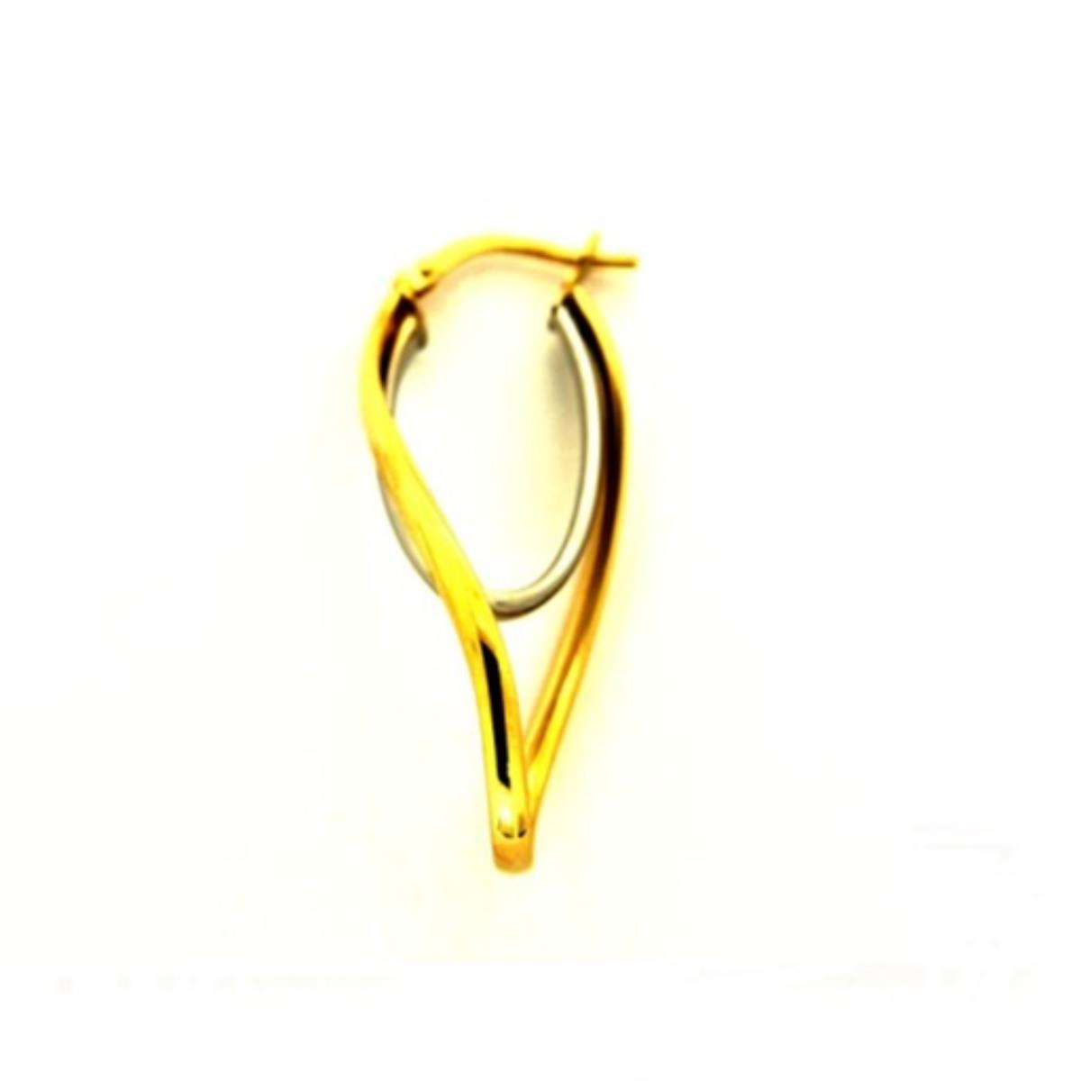 9K Two-Tone Gold 2-Layer Mid-Twisted Hoop Earring