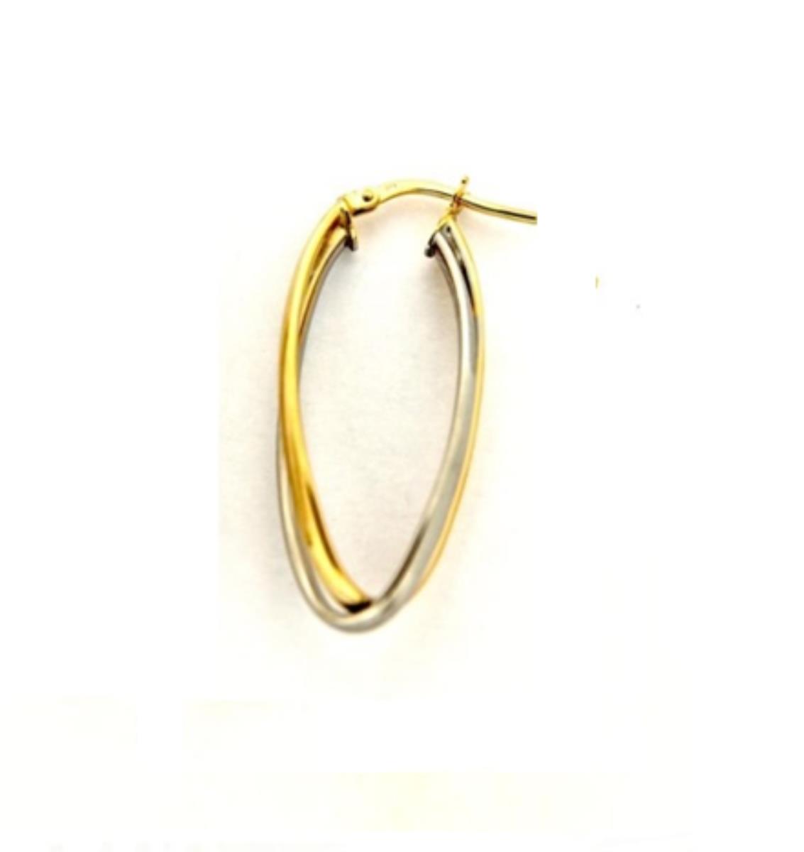 9K Two-Tone Gold 2-Strand Overlapped Oval Hoop Earring