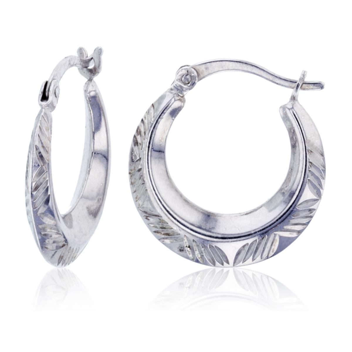 Sterling Silver Rhodium 20x4mm Polished & DC Graduated Hoop Earring