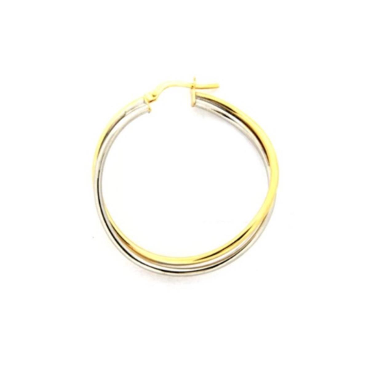 9K Two-Tone Gold Overlapped Hoop Earring