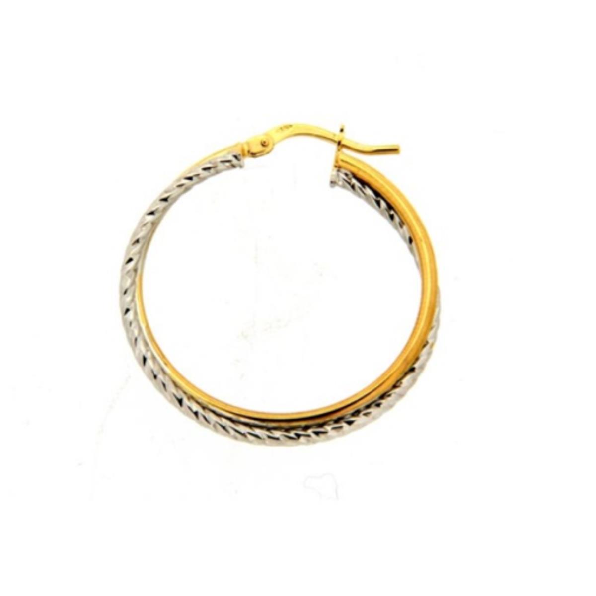 9K Two-Tone Gold Polished & DC Overlapped Twist Hoop Earring