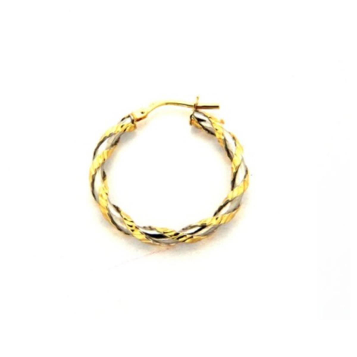 9K Two-Tone Gold Polished & DC Rope Hoop Earring
