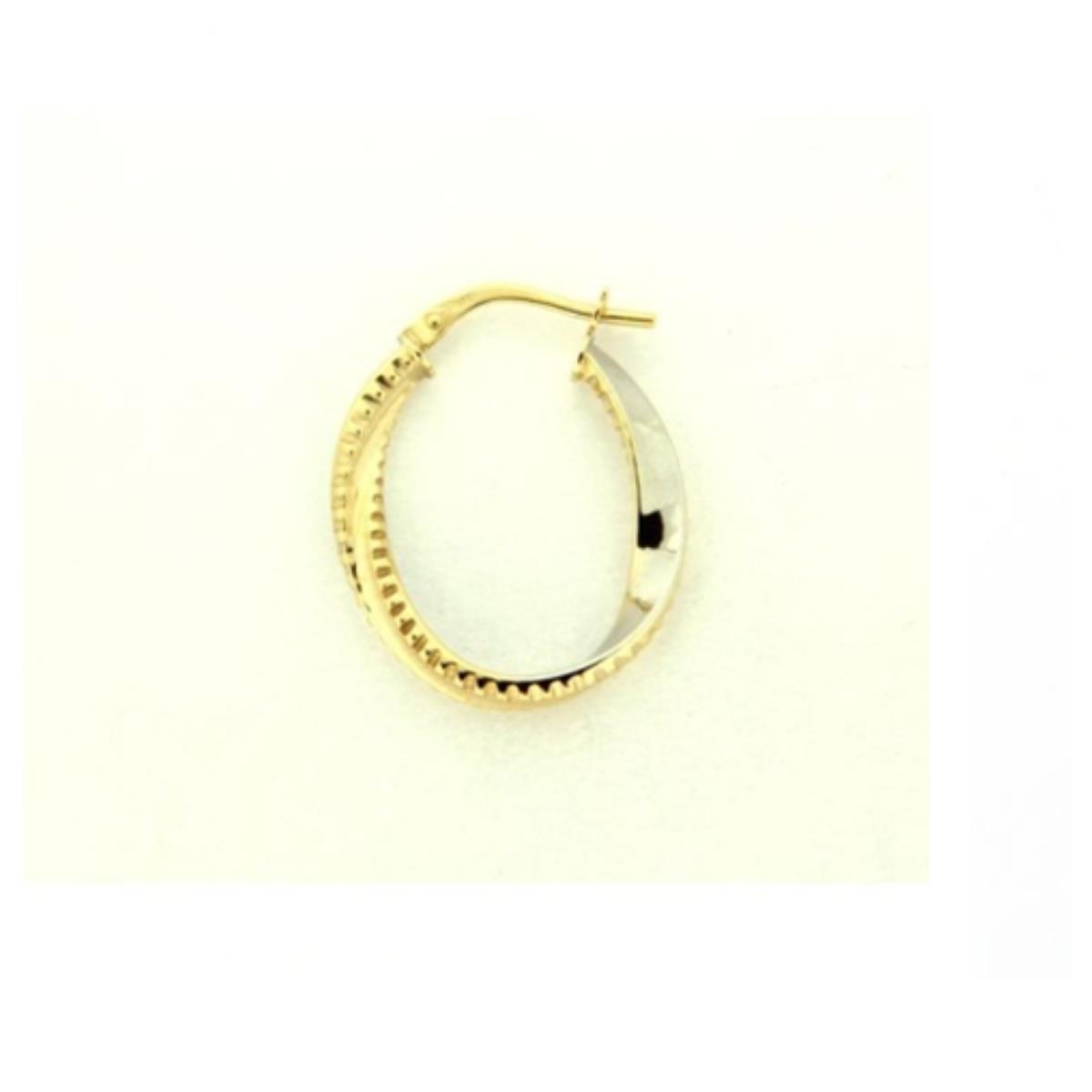 9K Two-Tone Gold Polished & Textured Twist Hoop Earring