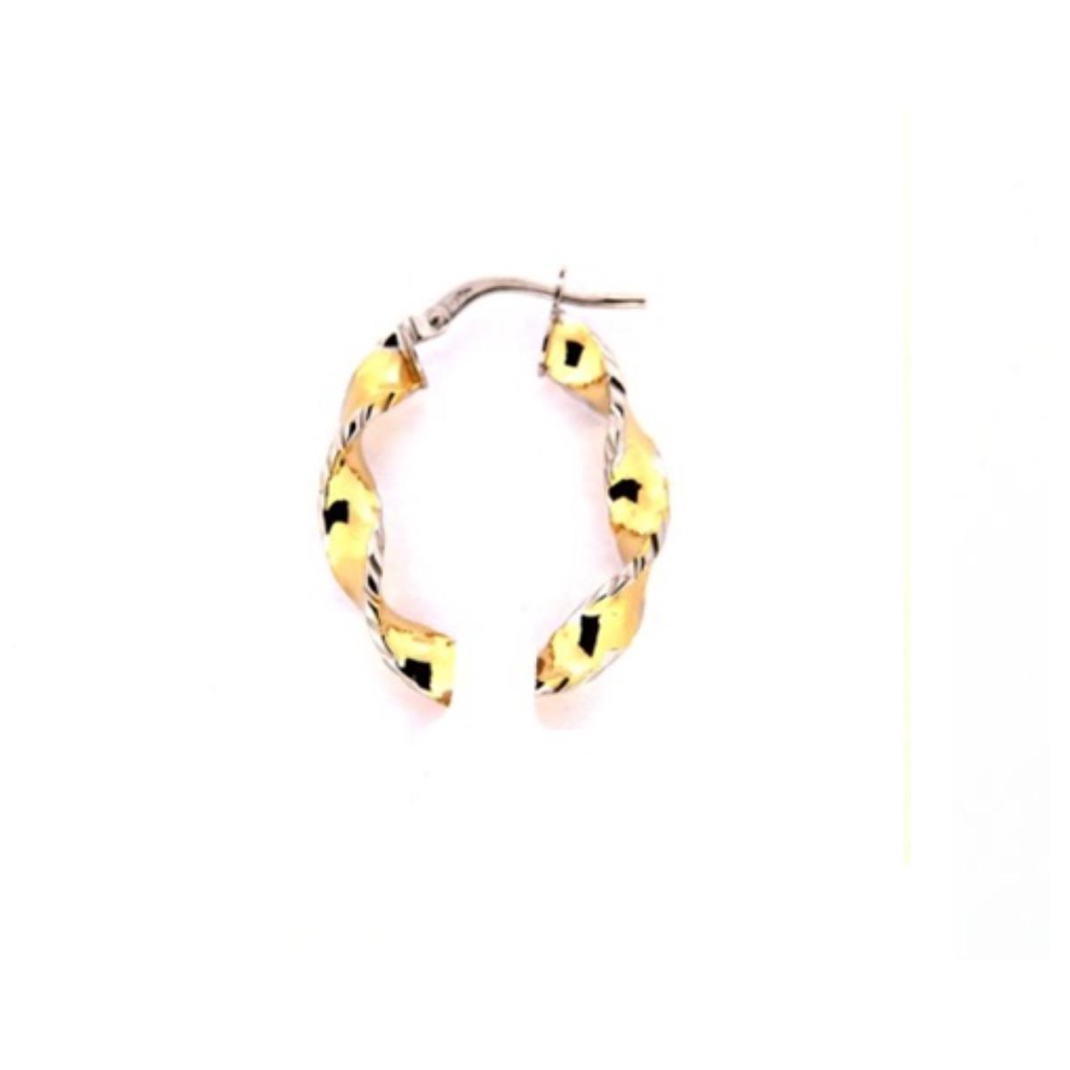 9K Two-Tone Gold Polished & DC Twisted Hoop Earring