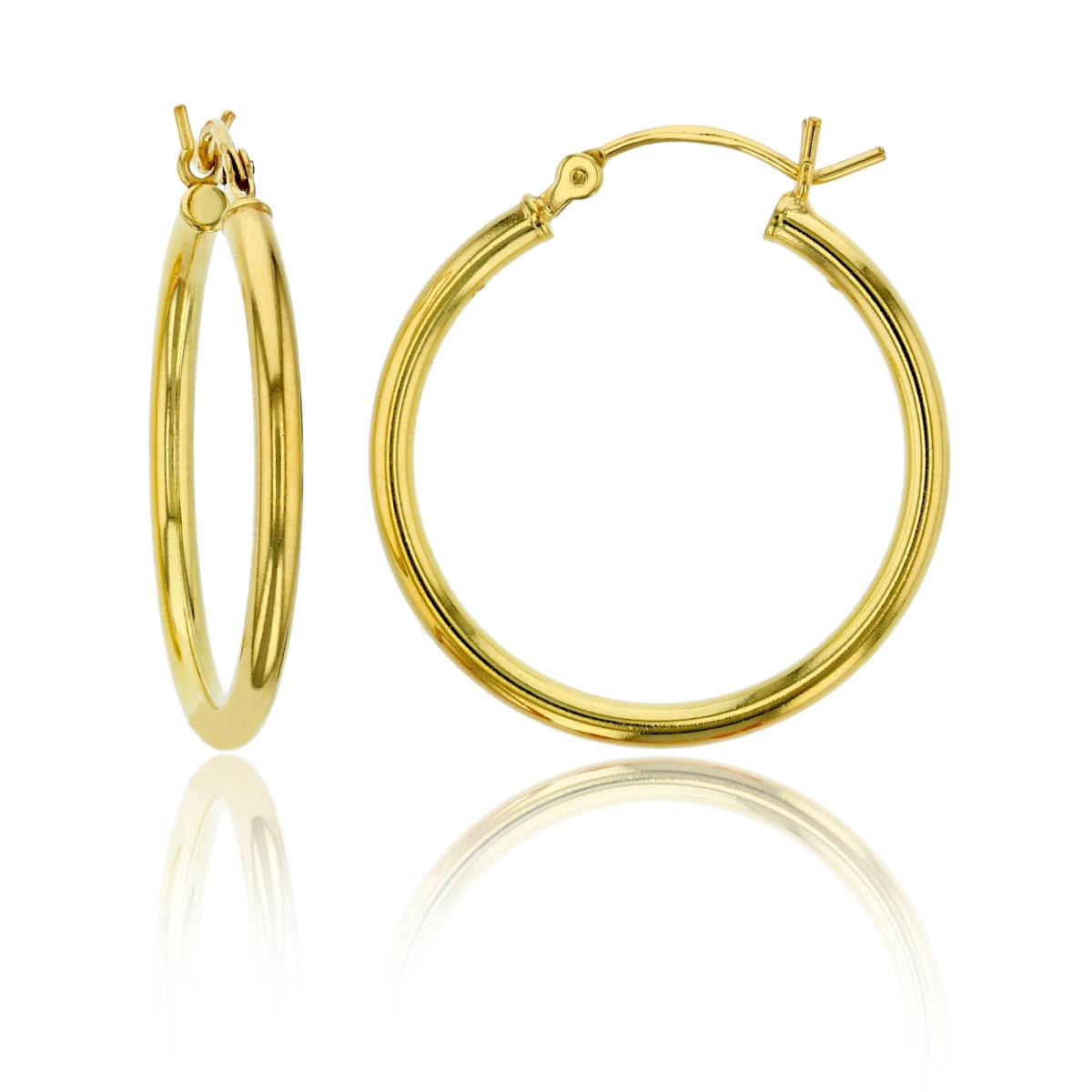 Sterling Silver Yellow 1-Micron Polished 2x20MM Hoop Earring