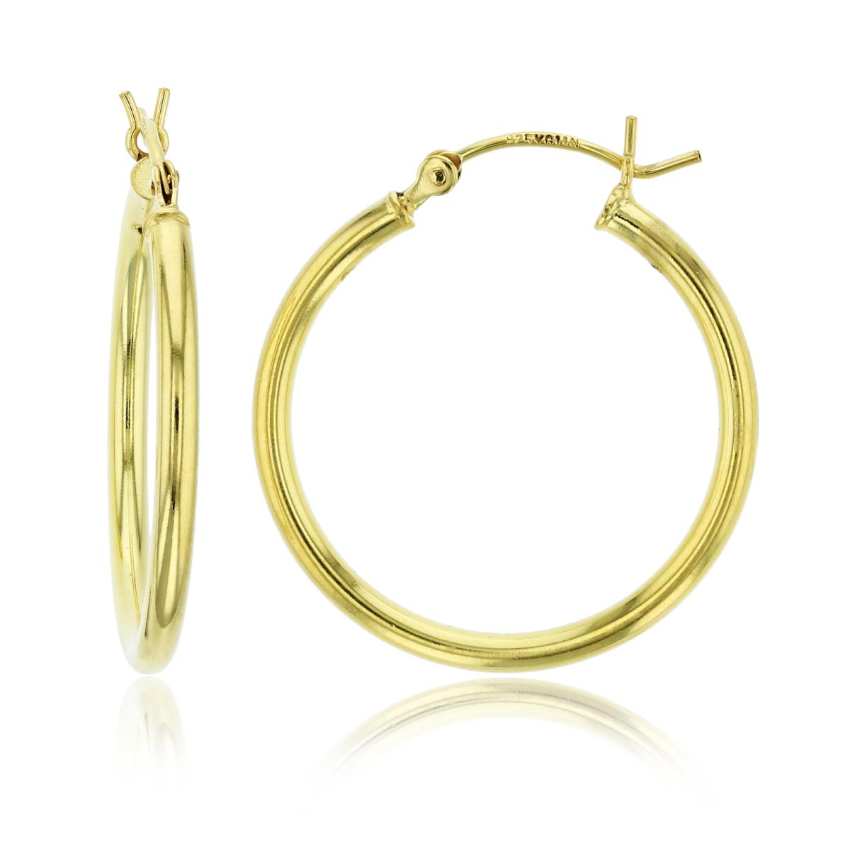 Sterling Silver Yellow 1-Micron Polished 2x30MM Hoop Earring