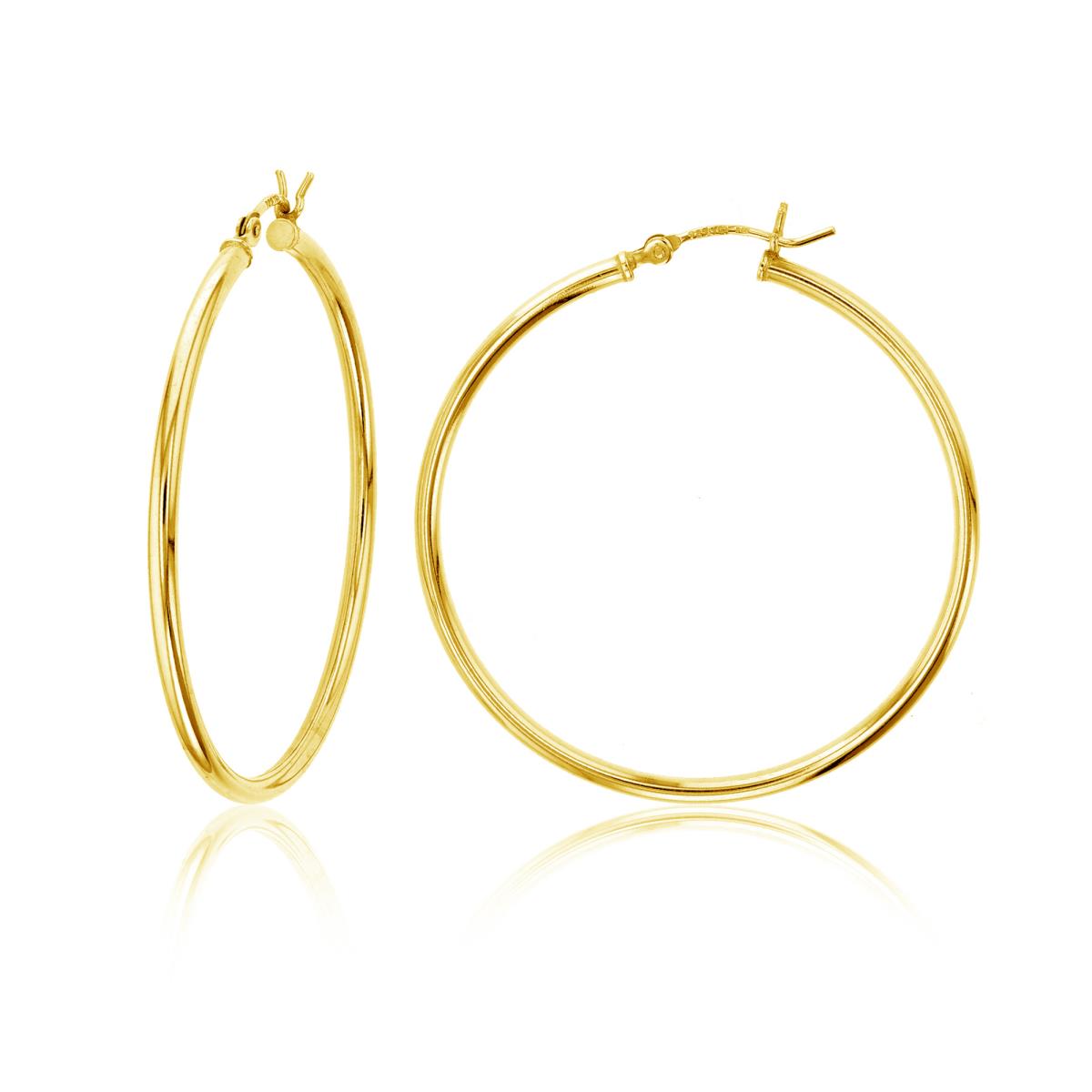 Sterling Silver Yellow 1-Micron Polished 2x40MM Hoop Earring