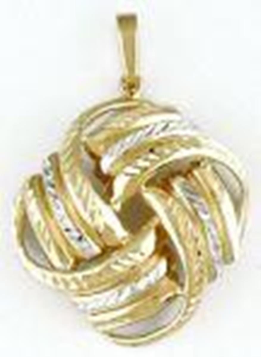 14K Two-Tone Gold Polished & DC Knot Pendant