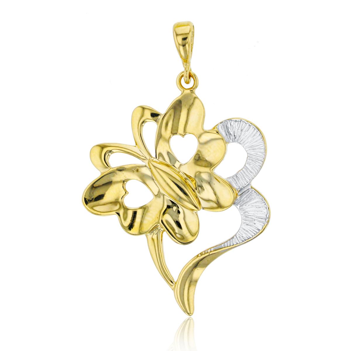 14K Two-Tone Gold Polished Butterfly Pendant