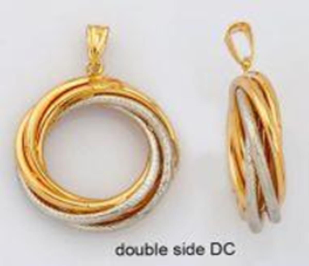 14K Two-Tone Gold Polished & Double Sided DC Twisted Wreath Pendant