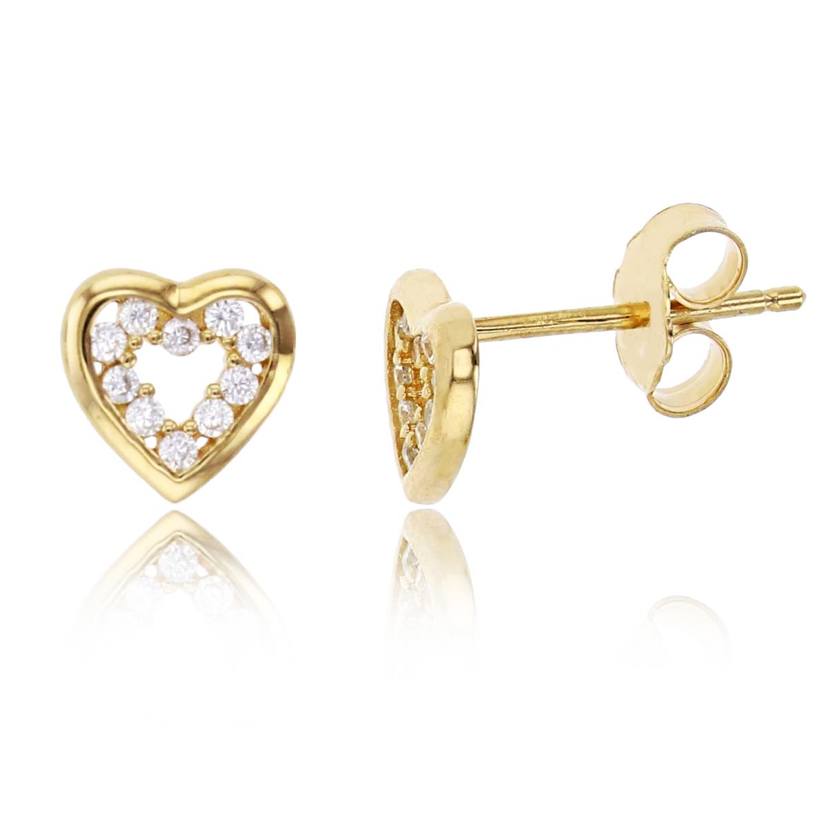 Sterling Silver Yellow 7x7mm Open Heart with Polished Frame Stud Earring