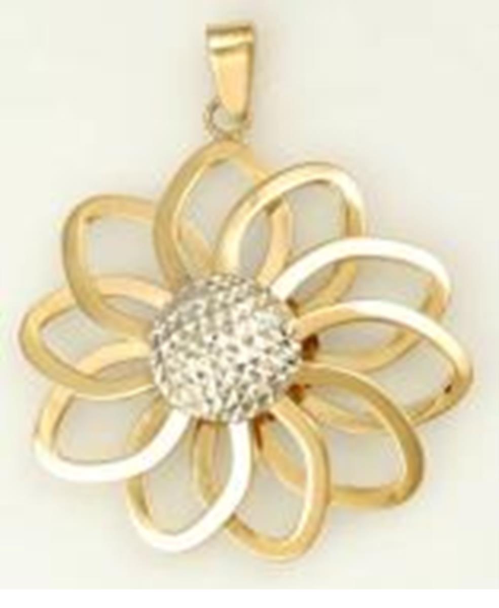14K Two-Tone Gold Polished & DC Open Sunflower 20"+2" Yellow Cable Chain Necklace