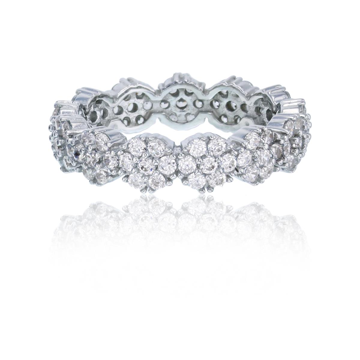 Sterling Silver Rhodium Cluster Eternity Ring