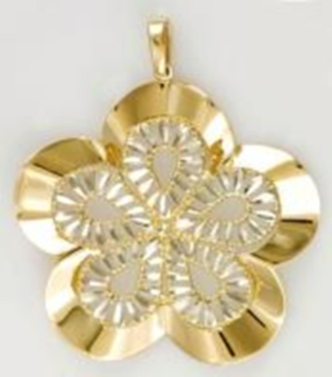 14K Two-Tone Gold Polished & DC Cut-Out Flower 20"+2" Box Chain Necklace 